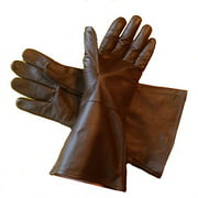 Leather Gauntlet Gloves Dark Brown Extra-Large (XL) Long Arm Cuff