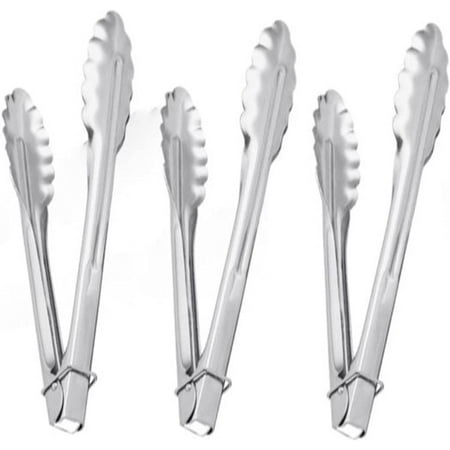 

Truecraftware – Set of 3- Stainless Steel 12 Flat Spring Utility Tong with Locking Ring - Food Tongs for Cooking Grilling Barbecue Buffet