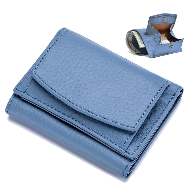 Card Holder Organizer Pocket Mini Wallet, Preliminary Wallet, Unisex Anti-Credit Card Fraud Folding Mini Wallet for Women (Blue)