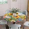 thumbnail image 5 of Spring Yellow Sunflower Round Tablecloth for 36-44 Inch Tables,Fitted Table Cover with Elastic Edge,Butterfly Floral Daisy Country Waterproof Outdoor Table Cloth Protector for Patio Garden Dinner, 5 of 9