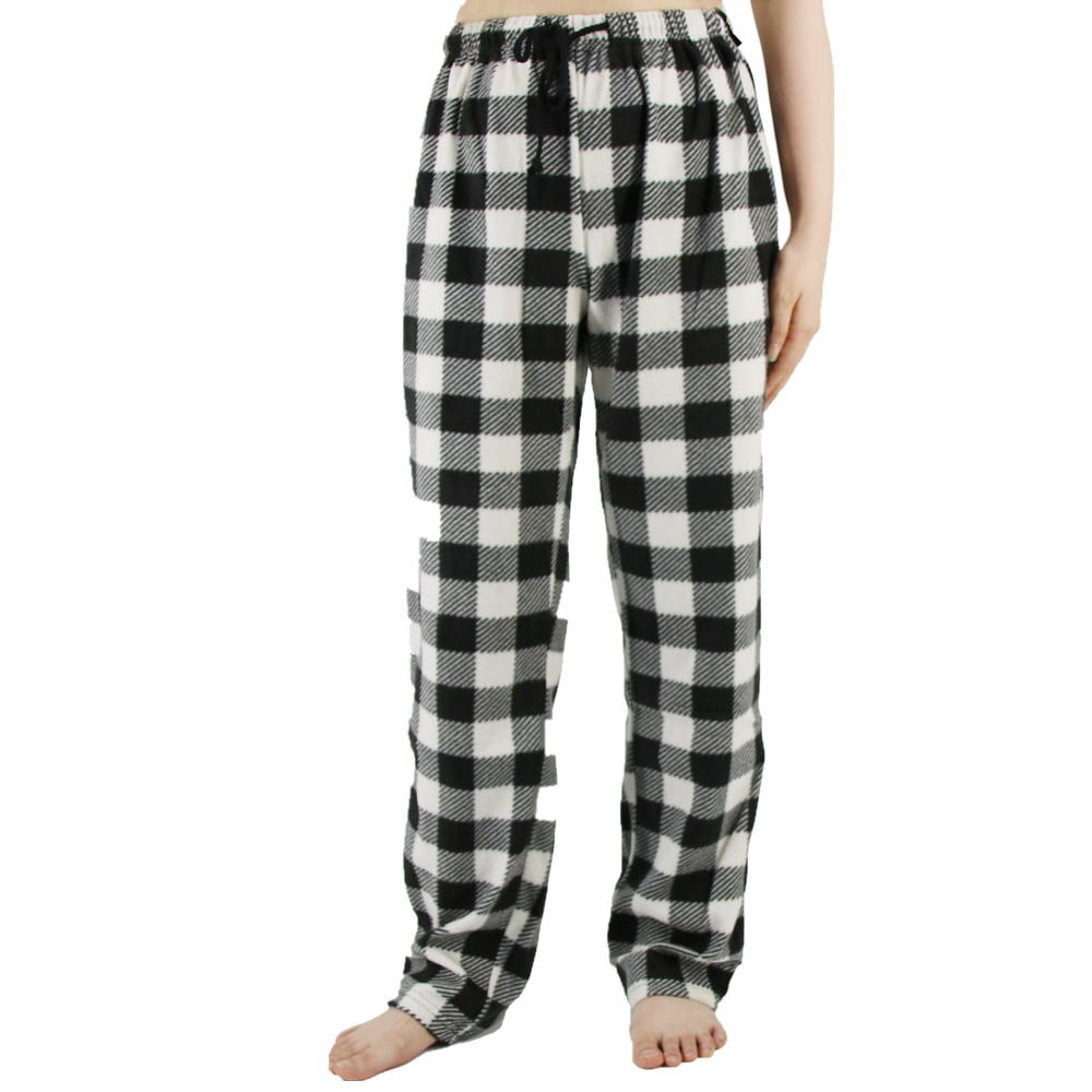 LANBAOSI Women Comfy Fleece Plaid Pajama Pants for Sleep Size M ...
