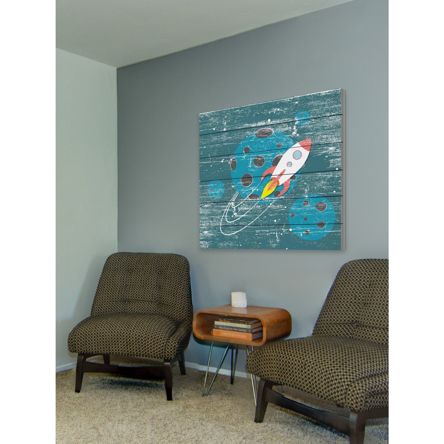 In Orbit Painting Print on White Wood