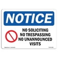 thumbnail image 1 of SignMission OS-NS-D-35-L-14831 OSHA Notice Sign - No Soliciting No Trespassing with Symbol, 1 of 1