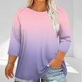 thumbnail image 3 of HomeGardon 3/4 Length Sleeve Womens Tops,Plus Size Spring Clothes for Women,Fashion Woman Round Neck Long Sleeve T-Shirt Printing Loose Blouse Sweatshirt,L-XXXXXL, 3 of 4