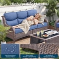 thumbnail image 4 of Unnifurnzi Outdoor Sofas All Weather Wicker Outdoor Couch with 6 Inch Thick Cushions Outdoor Furniture Couch for Porch Poolside Balcony-Brown/Blue, 4 of 7