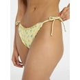 thumbnail image 3 of No Boundaries Floral Print Side Tie Bikini Bottoms with Lettuce Edge, Women’s XXS-XXL, 3 of 6