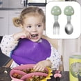 thumbnail image 5 of Hukapapa Seta De Dos Colores Silicona Cubiertos Para Bebé Tenedor Cuchara - Alimentos Complementarios Cuchara Para Niños Cubiertos, 5 of 5
