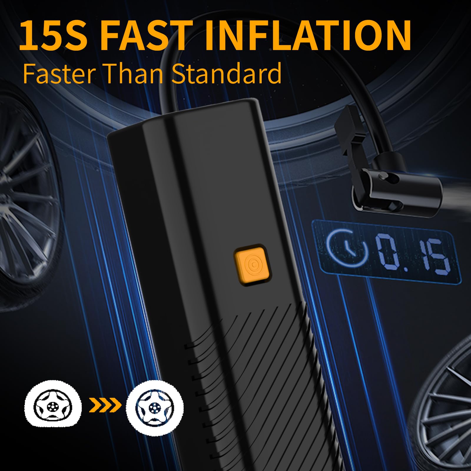 Tire Inflator Portable Air Compressor - Air Pump for Car Tires with Tire Pressure Gauge -for Car, Motorcycle, Bicycle and More