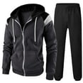 thumbnail image 3 of Men's Athletic 2 Pieces Tracksuit Athletic Sweatsuit Full Zip Jogging Long Sleeve Casual Sports Outfits Athletic Jogging Fall Winter Tracksuit (Grey, M), 3 of 3