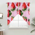 thumbnail image 5 of Red Strawberry Kitchen Window Curtains, Swag Curtains Valance for Bedroom Living Room Bathroom, Pink Watercolor Modern Art Rod Pocket Window Treatment Curtain Block Drapes 2 Panels 36"x36", 5 of 9