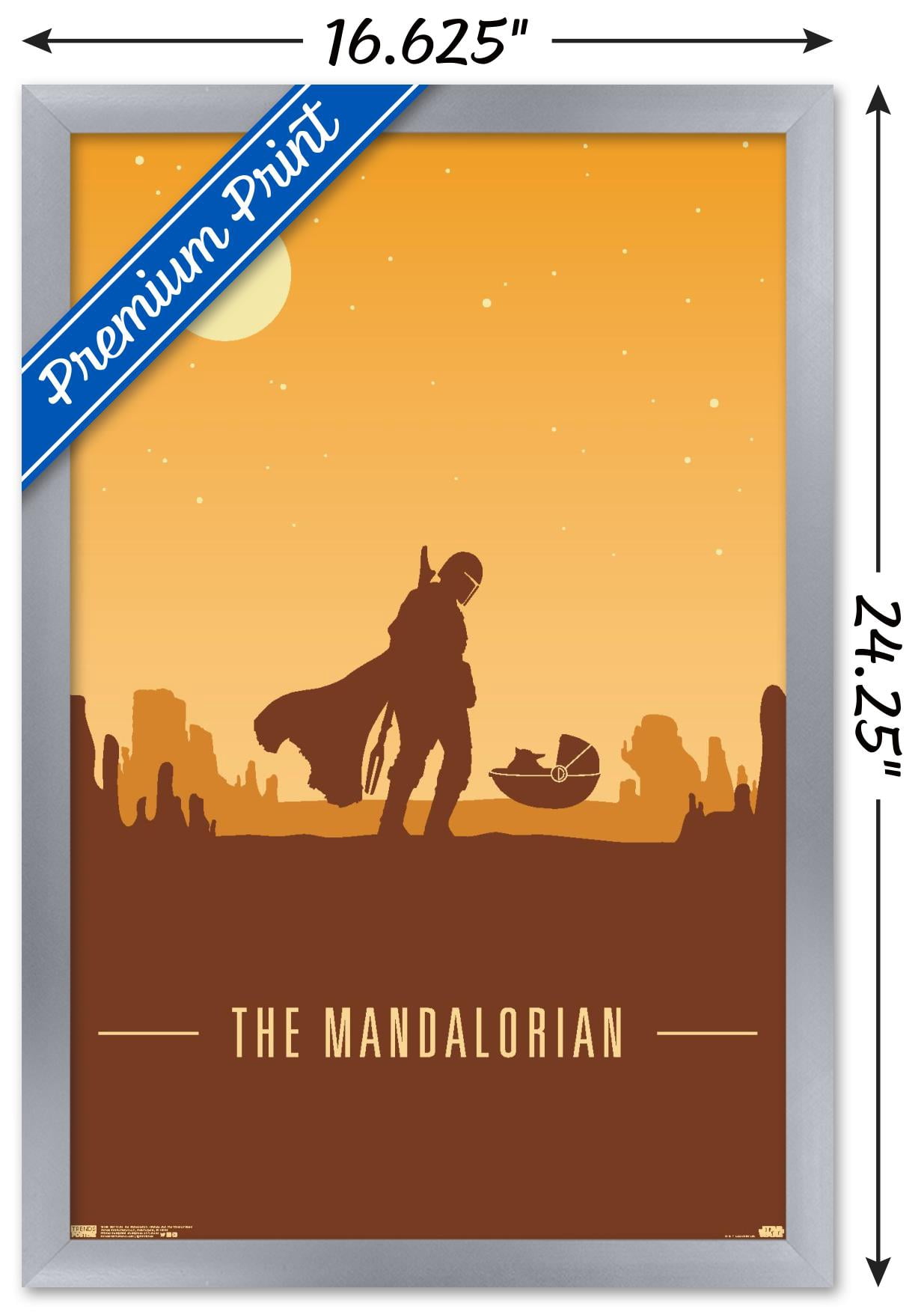 Star Wars: The Mandalorian - Mando and The Child At Dusk Wall Poster, 14.725" x 22.375", Framed