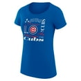 thumbnail image 2 of Women's G-III 4Her by Carl Banks Royal Chicago Cubs Super-Slim Fit Lightweight Collage Team Graphic Crew Neck T-Shirt, 2 of 5
