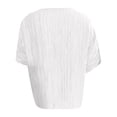 thumbnail image 6 of HOSIA Womens Vertical Textured Patchwork Top Round Neck Half Sleeve Casual Loose Fit Summer Blouse Lightweight Comfy Flowy Plain Gauze Tunic Shirts Plus Size Beach Vacation Outfits White Xxl, 6 of 6