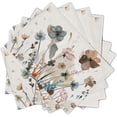 thumbnail image 2 of Brown Cream Grey Teal Floral Placemats Set of 6 Watercolor Flowers Place Mats Washable Dining Rustic Abstract Floral Farmhouse Linen Table Mats Stain Heat-Resistant Cloth Table Mat Decor 12x18 in, 2 of 7