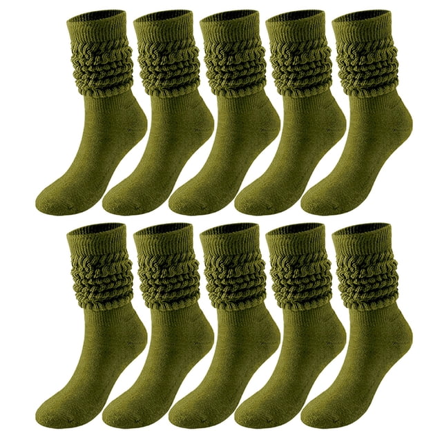 5 Pairs Soild Color Socks Women Thigh High Boot Socks Soft Scrunch Socks