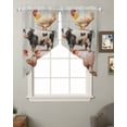 thumbnail image 2 of Pig Cow Chicken Swag Valances for Windows, Retro Country Farm Animal Oil Painting Rod Pocket Sheer Valances for Small Windows, Swag Toppers Light Filtering for Kitchen Living Room 2 Panels 28''x36'', 2 of 6