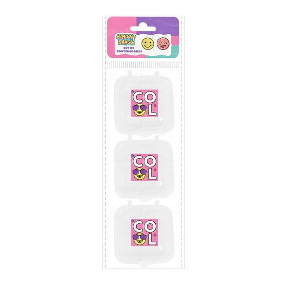 Contenedores Prichos Happy Days! de Plástico y Sticker 3 Piezas