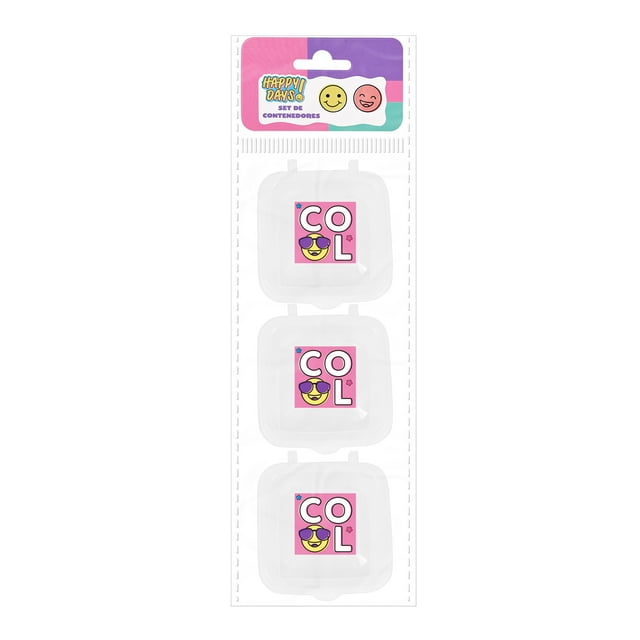 Contenedores Prichos Happy Days! de Plástico y Sticker 3 Piezas