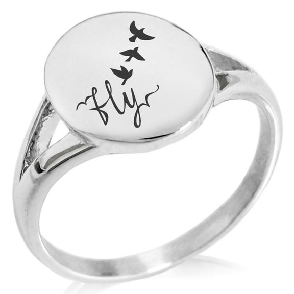 Stainless Steel Fly Away Minimalist Oval Top Polished Statement Ring