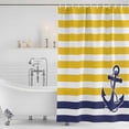 thumbnail image 4 of Yellow Striped Waterproof Fabric Shower Curtain,Navy Blue Nautical Anchor Geometric Waterproof Fabric Shower Curtain for Bathroom Curtains Bathtubs Shower Curtains with 12 Hooks Extra Long 72x96, 4 of 8