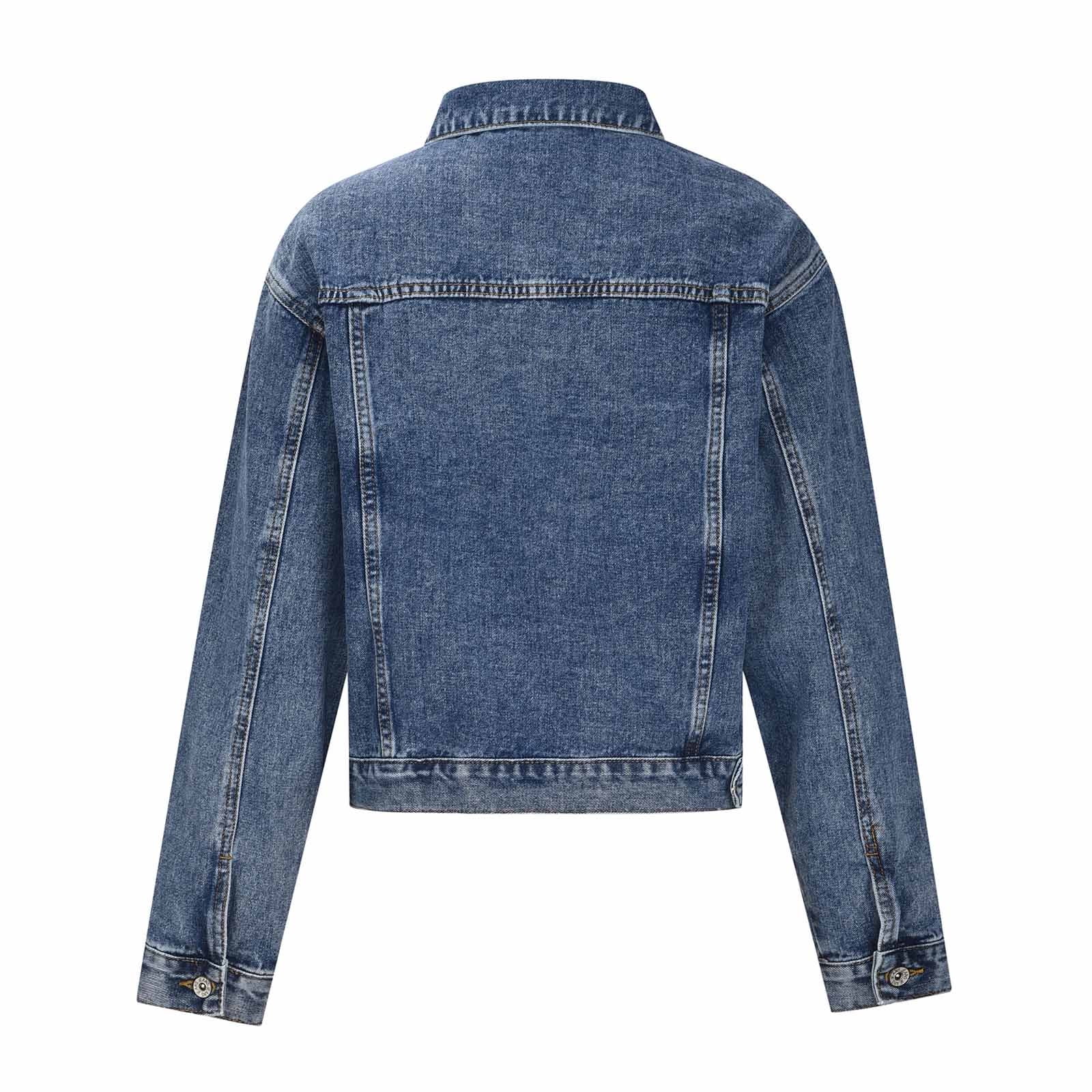 jsaierl Women's Crop Denim Jackets Oversize Long Sleeve