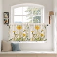 thumbnail image 3 of Yellow Floral Botanical Tier Curtains, Farmhouse Watercolor Flower Light Filtering Kitchen Curtains, 2Pcs Rod Pocket Half Window Treatments Panels for Sink Cafe Cabinet Camper 27.5x36 Inches, 3 of 9