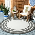 thumbnail image 2 of SAFAVIEH Courtyard Ercan Bordered Indoor/Outdoor Area Rug, Ivory/Black, 10' x 10' Round, 2 of 10