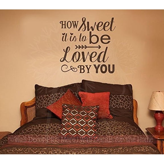 Sweet To Be Loved Bedroom Wall Quotes Vinyl Decals Stickers, Chocolate Brown, 23x23-Inch
