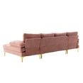 thumbnail image 4 of 110" U-Shaped Sectional Sofa, 4-Seater Modular Sofa Couch with Double Chaises, Velvet Accent Sofa with Golden Metal Legs & Armrest Pillows, for Living Room, Apartment and Office,Pink, 4 of 8