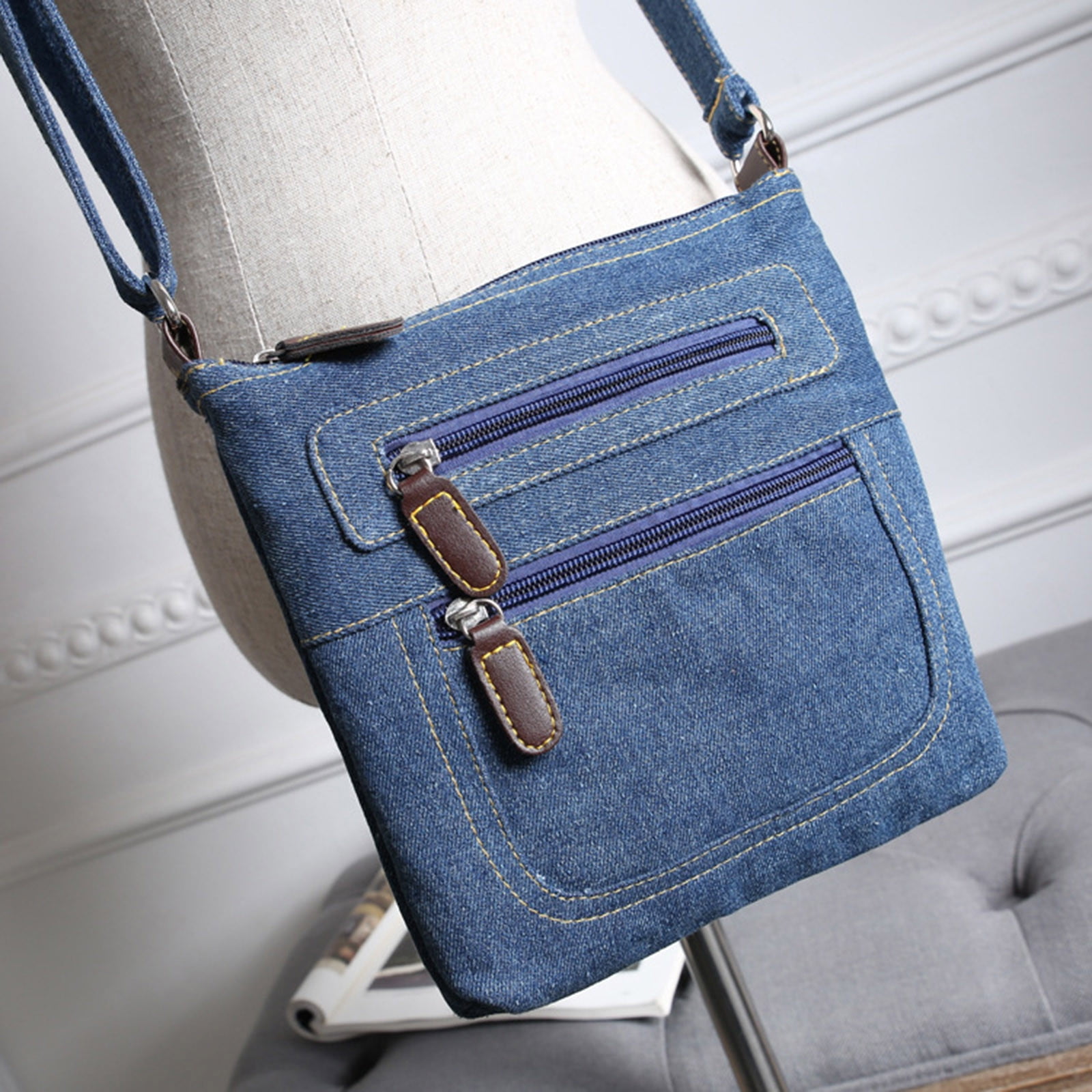 Two shaded handmade denim bag for all your stuff || Rural Handmade-Redefine  Supply to Build Sustainable Brands