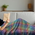 thumbnail image 3 of Colorful Soft Flannel Fleece Throw Blanket, Illustration of Crossed Stripes Knitted Pattern Abstract Composition of Squares, Cozy Plush for Indoor and Outdoor Use, 70" x 90", Multicolor, by Ambesonne, 3 of 5