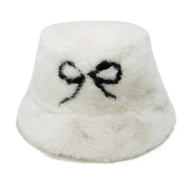 Sombreros de invierno cálidos con lazo de visón sintético, sombrero de pescador para mujer.