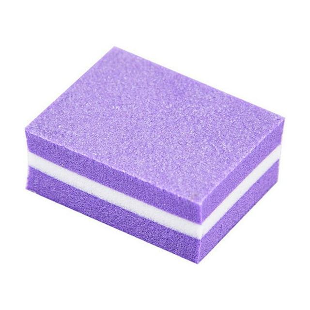 Becaristey 10/20 Pcs Double-sided Mini Nail File Blocks Colorful Sponge Nail Polish Sanding Buffer Strips Polishing Manicure Tools purple 1Set