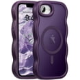 thumbnail image 2 of Magnetic for iPhone 16e Case, Compatible with MagSafe, Transparent Wave Frame Design Case Soft Edge Cover Cute Clear Matte Shockproof Protective Phone Case, Purple, 2 of 7