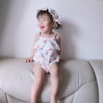thumbnail image 5 of 0-12M Lovely Baby Girls Summer Sleeveless Sling Cotton Print One-Pieces Jumpsuit +Hat 2pcs, 5 of 5