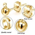 thumbnail image 3 of 180 Pieces Ball Post Earring Stud with 200 Pieces Butterfly Ear Back Earrings with Loop for DIY Jewelry Making Findings, 4 mm 5 mm 6 mm (Gold), 3 of 5
