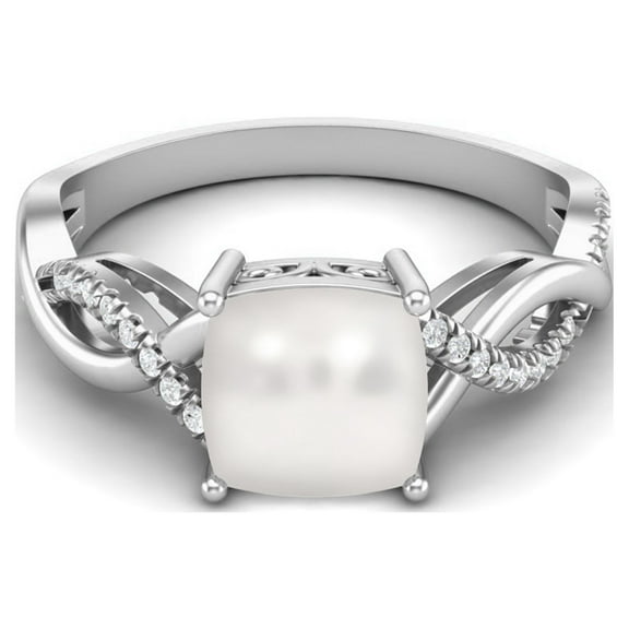 1.75 Cts Cushion Shape Pearl Gemstone 925 Sterling Silver Solitaire Twisted Shank Valentines Day Gifts Ring Dainty Ring For Women