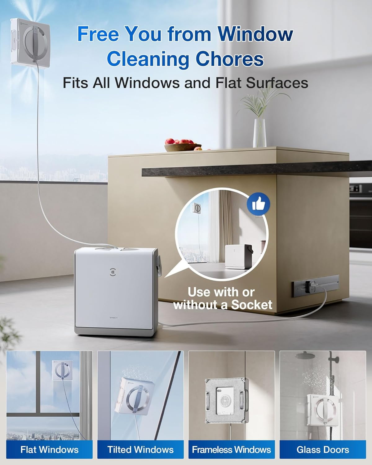 ECOVACS WINBOT W2 PRO Omni Portable Window Cleaning Robot with Multi-Functional Station, 12-Level Protection