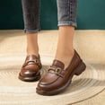 thumbnail image 5 of Women's Soft Sole Slip-On Chunky Heel Loafer Leather Shoes, 5 of 7
