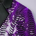 thumbnail image 7 of Hinvhai Mens Stylish Dinner Tux Dress Blazer Slim Fit Gold Sequin Suit Jacket Sport Coat Purple M(M), 7 of 7