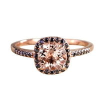 1.25 Carat Round Cut Real Morganite Engagement Ring Sterling Silver with 18k Gold Plating