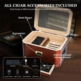 thumbnail image 4 of Cigar Humidor, Cedar Wood Humidor Cigar Box, Glass Top Desktop Humidor with Front Hygrometer and Cigar Accessories, up to 80 Cigars with Cedar Wood Tray, Cigar Gifts for Men, 4 of 7