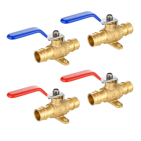 (Pack of 4) EFIELD 3/4-inch Pex A Expansion Full Port Shut-off Brass Ball Valve with Drop-ear, Red Blue Levels, ASTM 1960,cUPC Certified (4, 3/4-inch