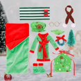 thumbnail image 4 of 12 Piece Ultimate Christmas Doll Clothes Set Santa Costume Pajamas Sleeping Bag Scarf Complete Holiday Outfit, 4 of 6