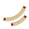 thumbnail image 3 of EeaseCA 1 Set Baby Birthday Party Cartoon Linen Swallowtail Banner Hanging Ornament, 3 of 8