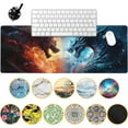 thumbnail image 2 of Desk Pad,Japanesev Anime Fire Ice Dragons Mouse Pad,31.5"X15.7" Extended Gaming Mouse Pad Mat with Stitched Edge Non-Slip Base Big Mouse Pad for Office Keyboard Laptop, 2 of 6