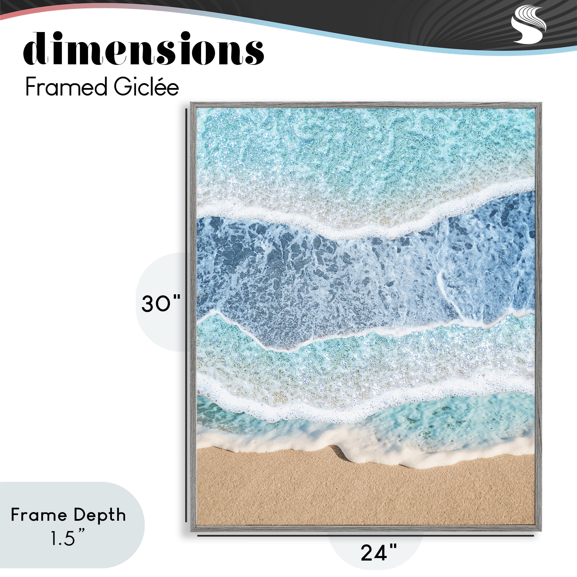 Stupell Industries Overlapping Shore Waves Gray Framed Giclee Art, design by Jesse Keith