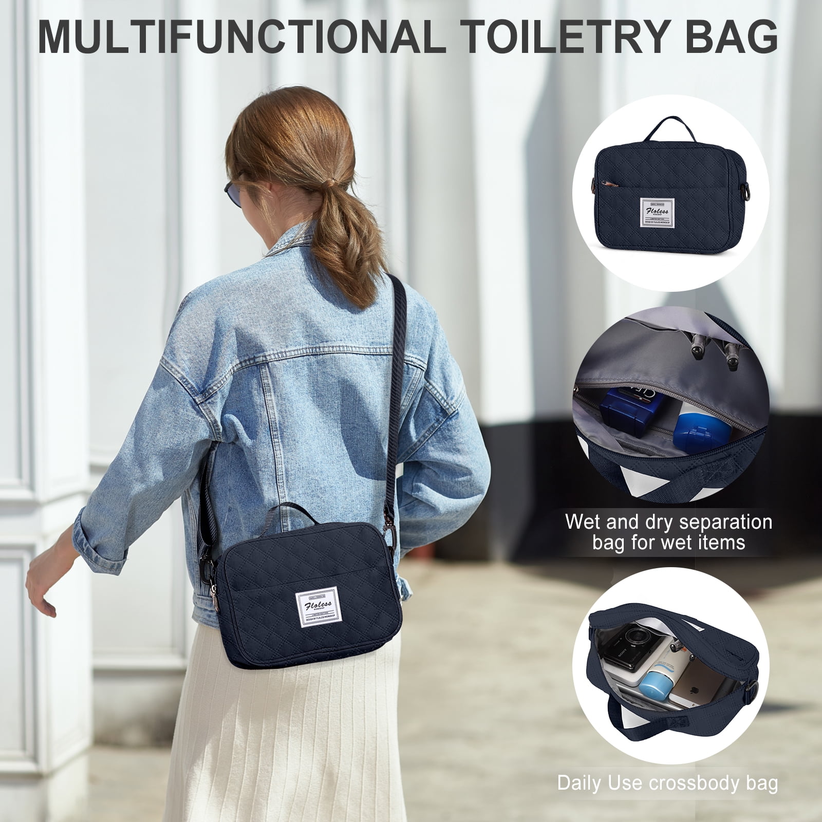 Overnight bags for women Carry on Bag Holdall Weekend Bag,Travel Duffel Bag Cabin Bag Women,Waterproof Sport Duffel Bag with Wet Bag,Gym Tote Bag Men, Mum Hospital Bag Maternity Dark Blue