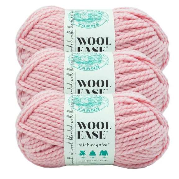 Lion Brand Yarn Wool-Ease Thick & Quick Rouge Super Bulky Acrylic, Wool Yarn 3 Pack