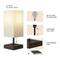 thumbnail image 3 of Lavish Home Modern Rectangular Bedside Table Lamps, Set of 2 with Wood Base, 3 of 6